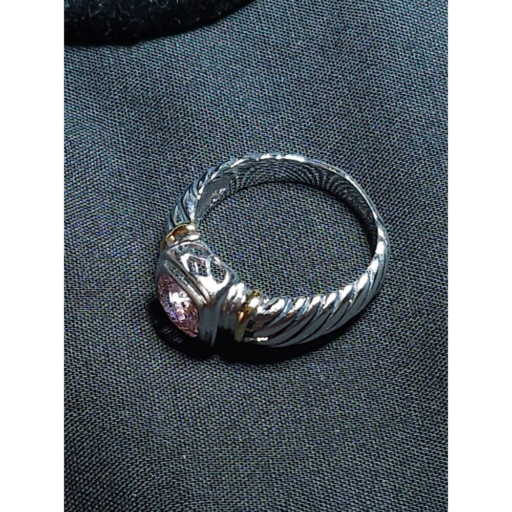 18K Gold-Plated Sterling Silver Ring Size 6.5 With Pink CZ in Center - Picture 3 of 10